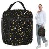 Star In Blackground Pattern Insulated Lunch Bag for Women Office Cooler Thermal Food Box Tote Leakproof Lunch Boxes Container