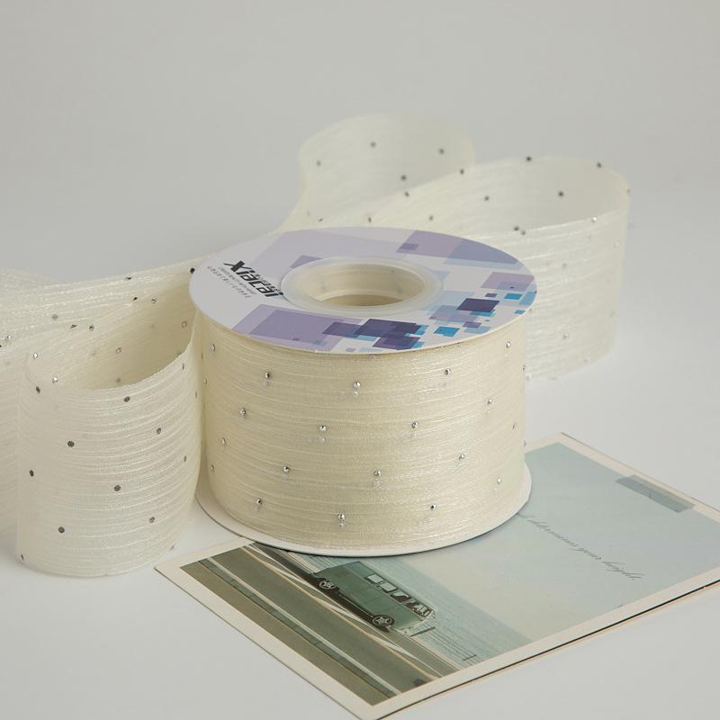 Hochwertiges Garn Weben Haaraccessoires Kleidung Blume Verpackungszubehör Schleife Sternenhimmel Plissiertes Band