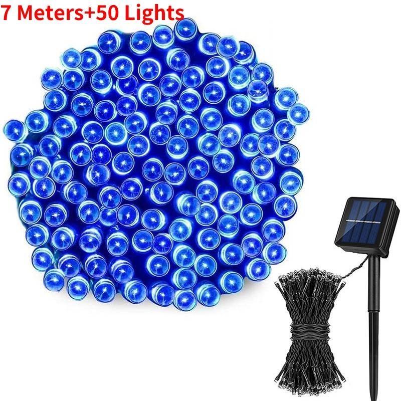 Outdoor Solar Christmas String Lights With Remote Warm White Blue Colorful Waterproof Design