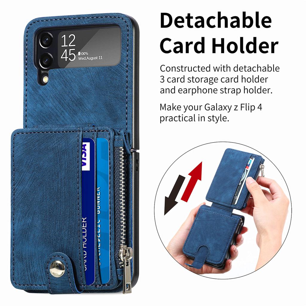 Anti -Slip Card Holder Leather Stand Case For Samsung Galaxy Z Flip4 5g Flip4 Flip 3 Flip3 Anti -Drop Cell Phone Cover