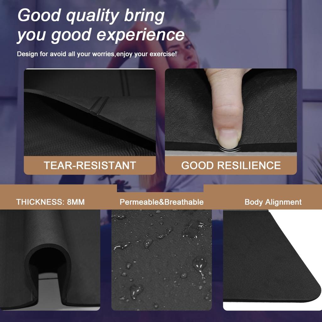 Iodoo Sammenleggbar Yoga x x Ekstra Tykk og Sammenleggbar Yogamatte for Reise med Lerret Bære TPE Trenings Pilates Matte Matte, 72"L 32"B 0.32", Bred, Veske,