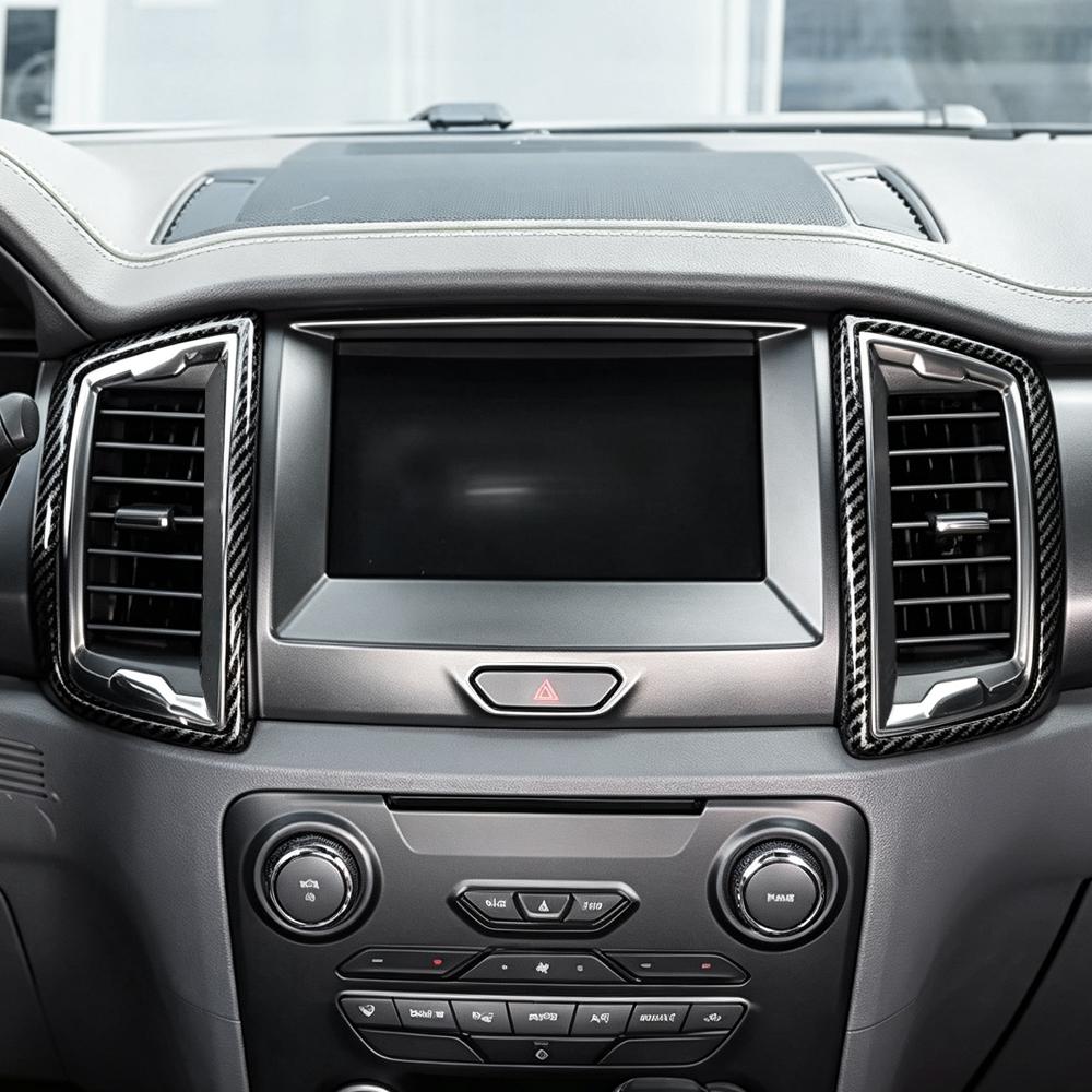 Car Air Conditioning Vent Trim for Ford Ranger Everest Endeavour 2015 - 2020 2021 Dashboard AC Outlet Cover Sticker Accessories
