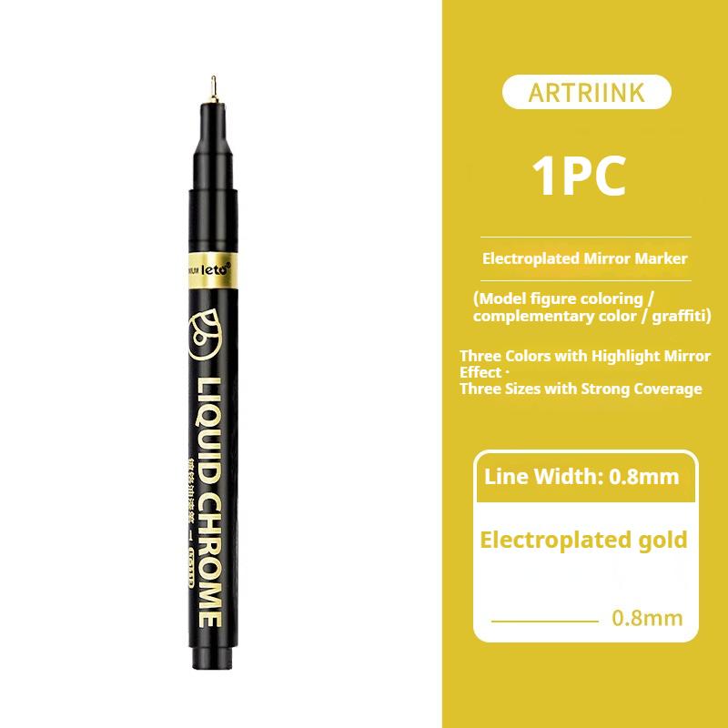 6/1pcs Chrome Pen Marker Reflective Mirror Electroplating Paint Repair Marker For Rock Ceramic Glass 0.8/1/2mm Nib Art Craftwork