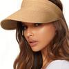 Summer Straw Sun Hat with Wide Brim for, Beach Hat That Can Be Rolled up for Ponytails, Travel Sun Hat