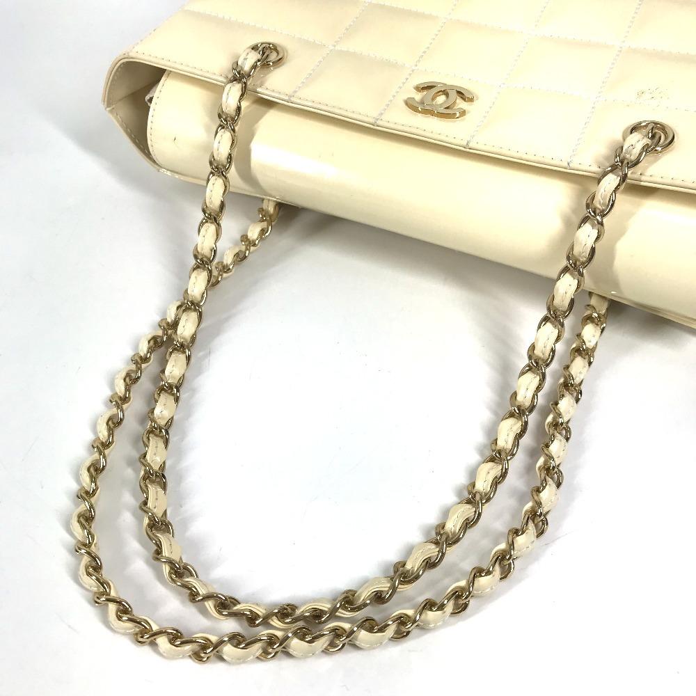 Chanel CC CC Mark Logo Chocolate Bar Shoulder Bag Enamel White