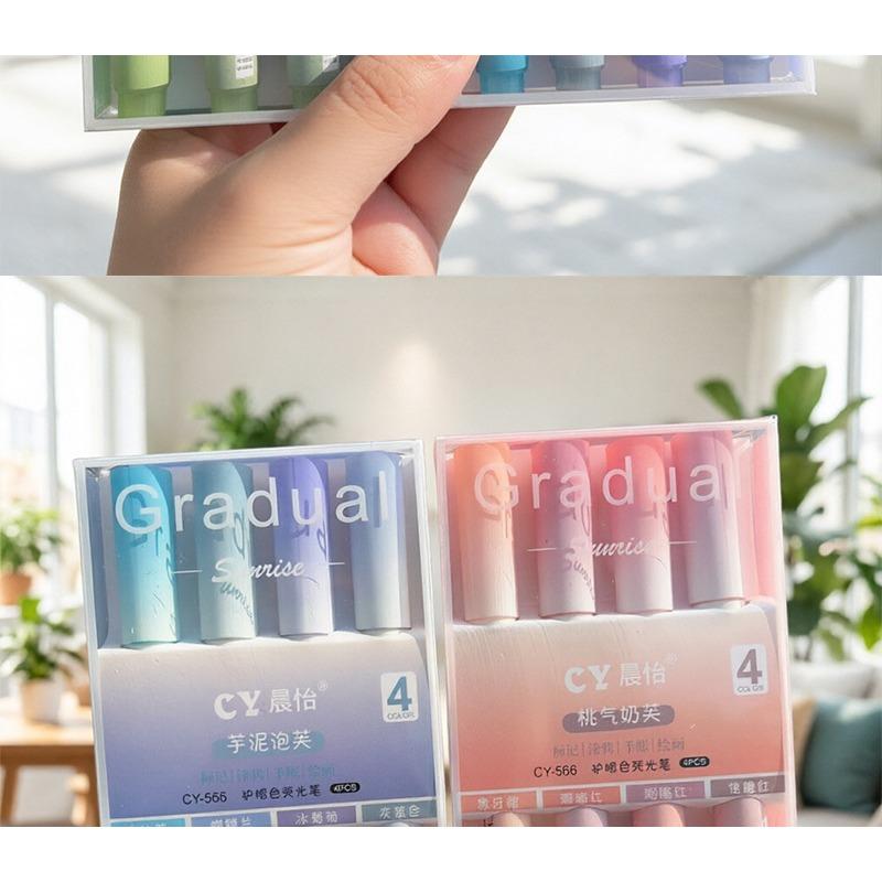 Gradient Color Large Capacity Highlighter For Student Note Marking And Journal Graffiti