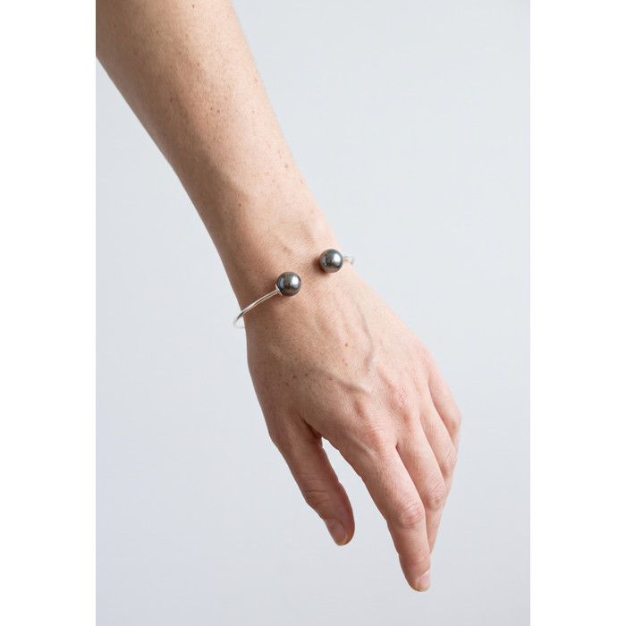 Bracelet - PEARLS &amp; COLORS - You &amp; Me - Perle de culture de Tahiti - Argent 925 - Perle 10-11 mm