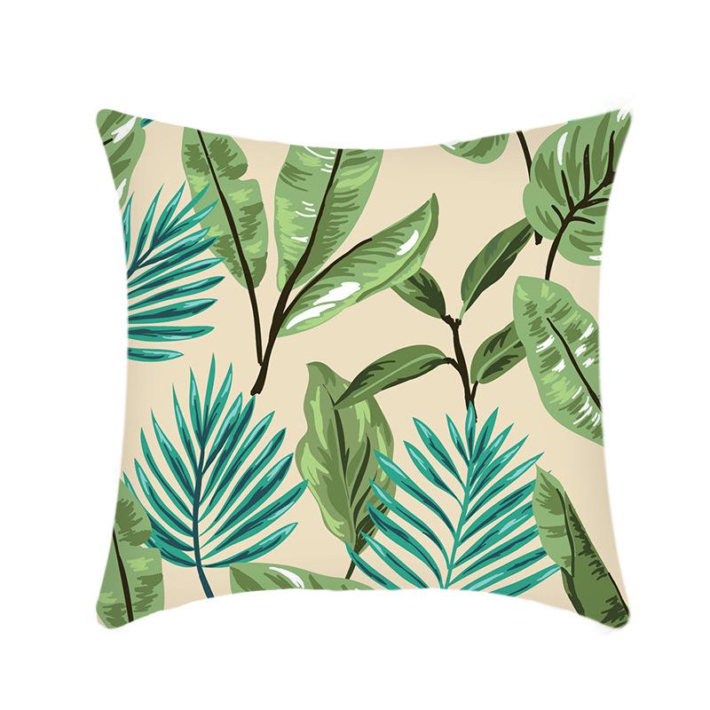 New Nap Pillow Green Leaves Sofa Plush Pillow Case Home Summer Cushion