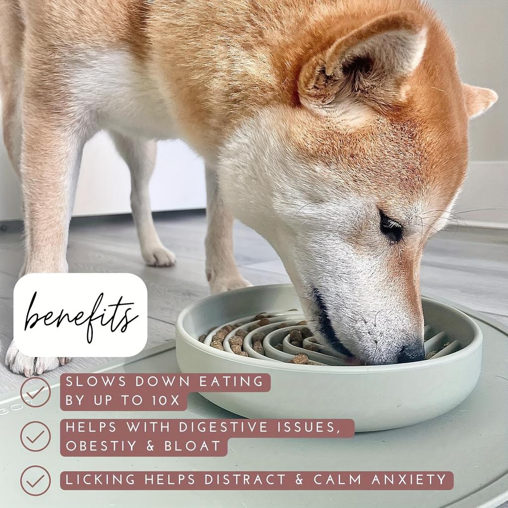 1Pc Choke-Free Slow Feeder Dog Bowl-Durable Silicone Licking Plate with Mind-Boosting Puzzle Design -Anti-Overturning Snack Dish