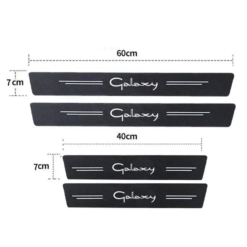 XJGE5 New Carbon Fiber Car Door Sill Sticker Threshold Side Anti Scratch Sticker For Ford Galaxy Logo Waterproof Decal Car Accessories