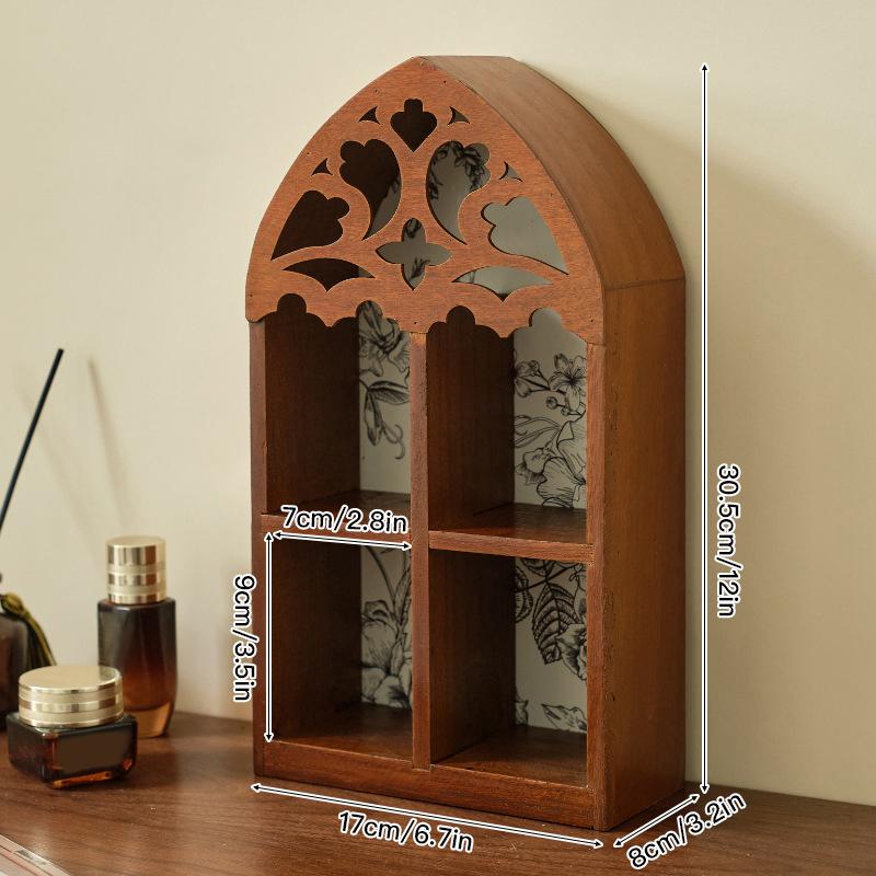 1PC Wooden Multi-Tier Wall Shelf Living Room Decorative Wall Rack Study With Intricate Carved Design Bedroom Shelf Vintage 2 Sizes