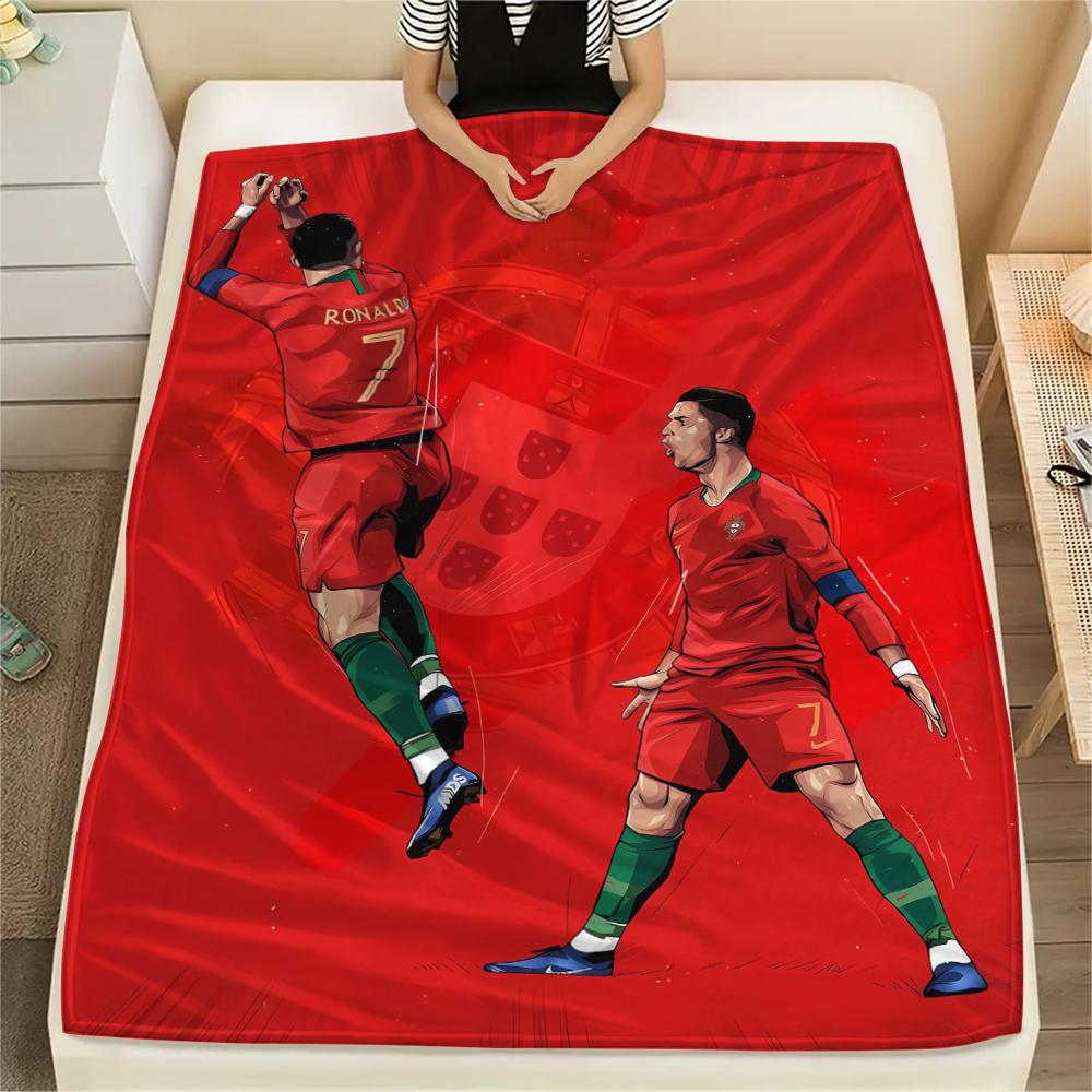 1PC Ronaldo Print Flannel Blanket, High Quality All Seasons, Home Decor, Warmth and Comfort, Perfect for Christmas Gifts