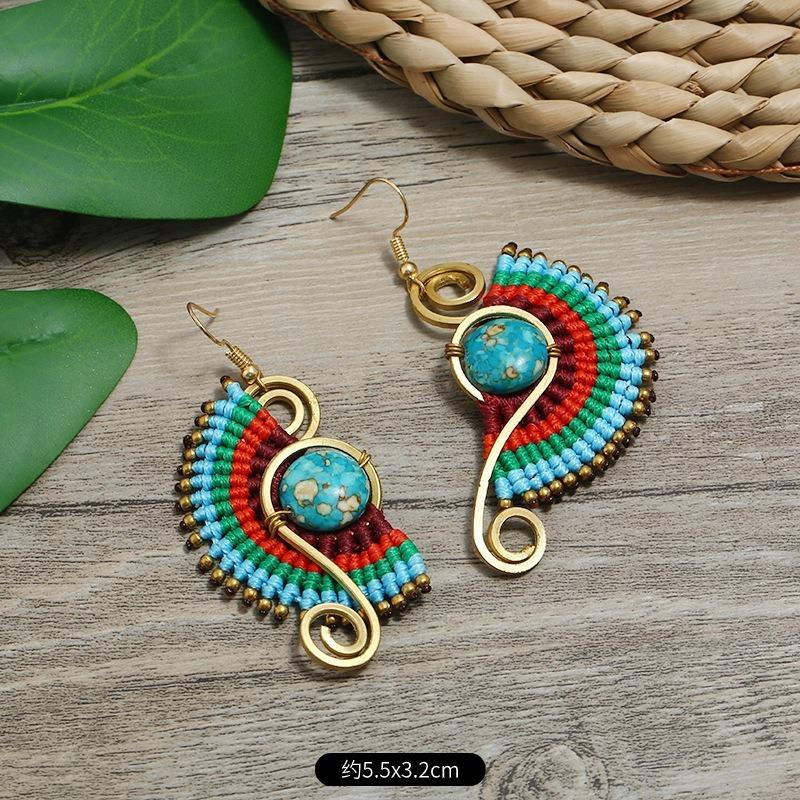 Bohemian Earrings Hand-woven Retro Vacation Versatile Temperament Earrings Women's Long Earrings