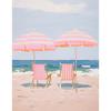Pink Watercolor Ocean Waves Seascape Poster Oyster Shell Beach Umbrella Surfing Canvas Printing Wall Art Picture Home Decor