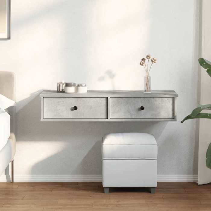 VidaXL Wall Shelf with Drawers Concrete Grey Engineered Wood 859962