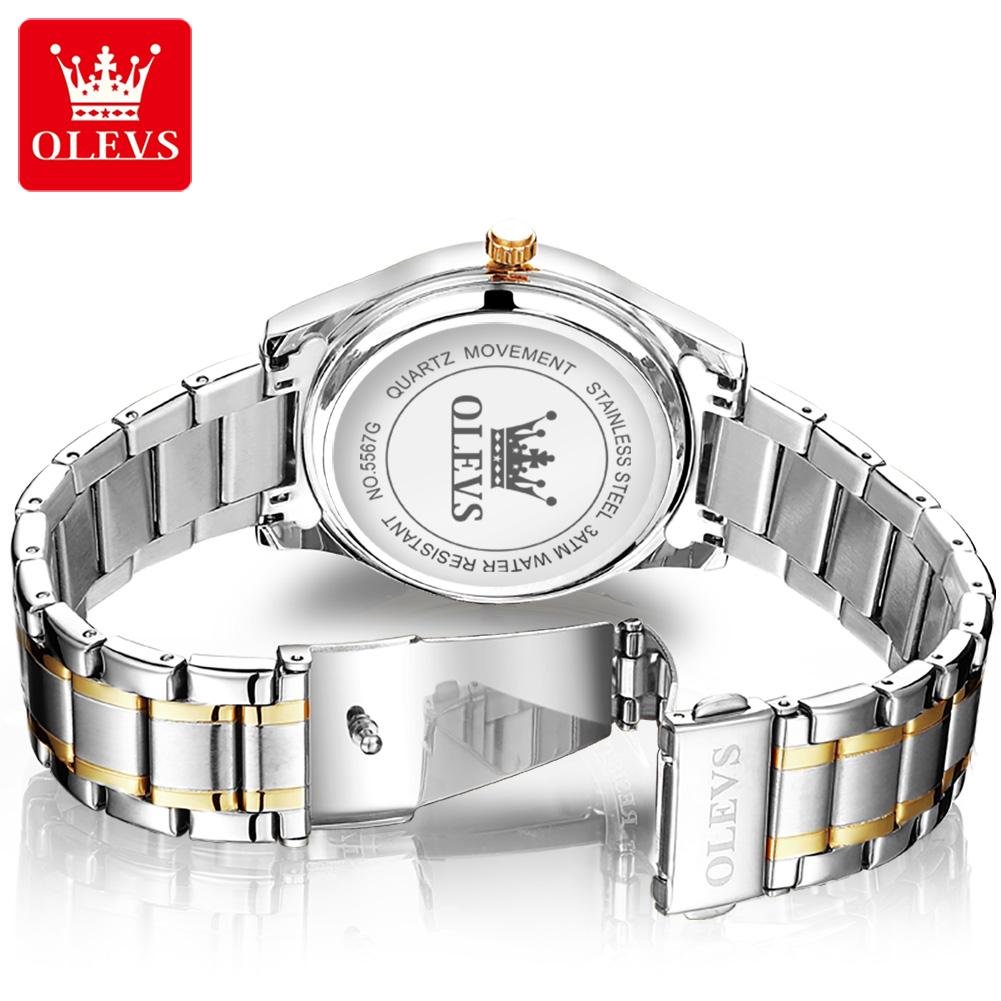 OLEVS 5567 Original Men's Watches Simple Classic Large Digital Dial Dual Calendar Waterproof Luminous Quartz Watch for Men