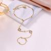 Light Luxury Four-Leaf Clover Full Diamond Women's Stainless Steel Hand Back Finger Chain