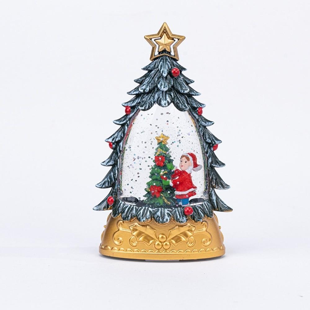 Snowflake Glittering Luminous Christmas Tree Mini Xmas Tree Santa Clause Crystal Desktop Ornament Night Light Home