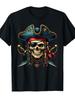 Men' Pirate Skull Crossbones T-Shirt Loose Fit Short Sleeve Pirate Skull Design Durable Fabric for Costumes Quick-drying T-shirt