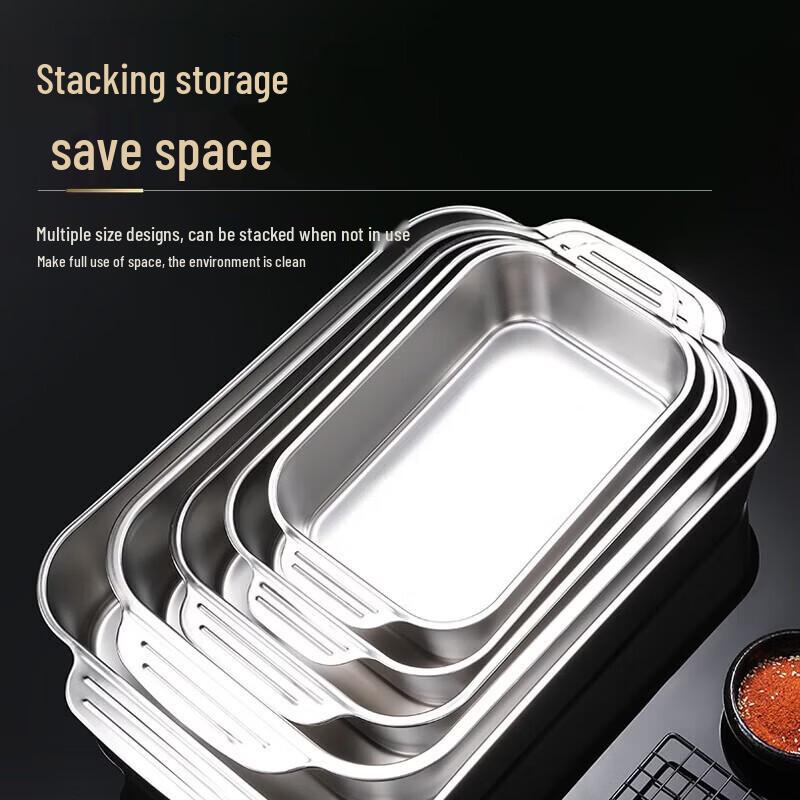 Stainless Steel Deep Oval Serving Tray for Roast Fish & Seafood