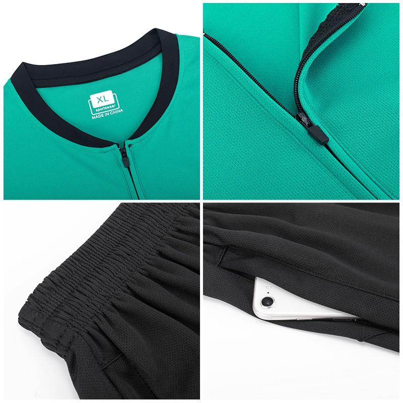 Adult Unisex Soccer Referee Jersey Set Short Sleeve Training Sportswear Quick Dry Black