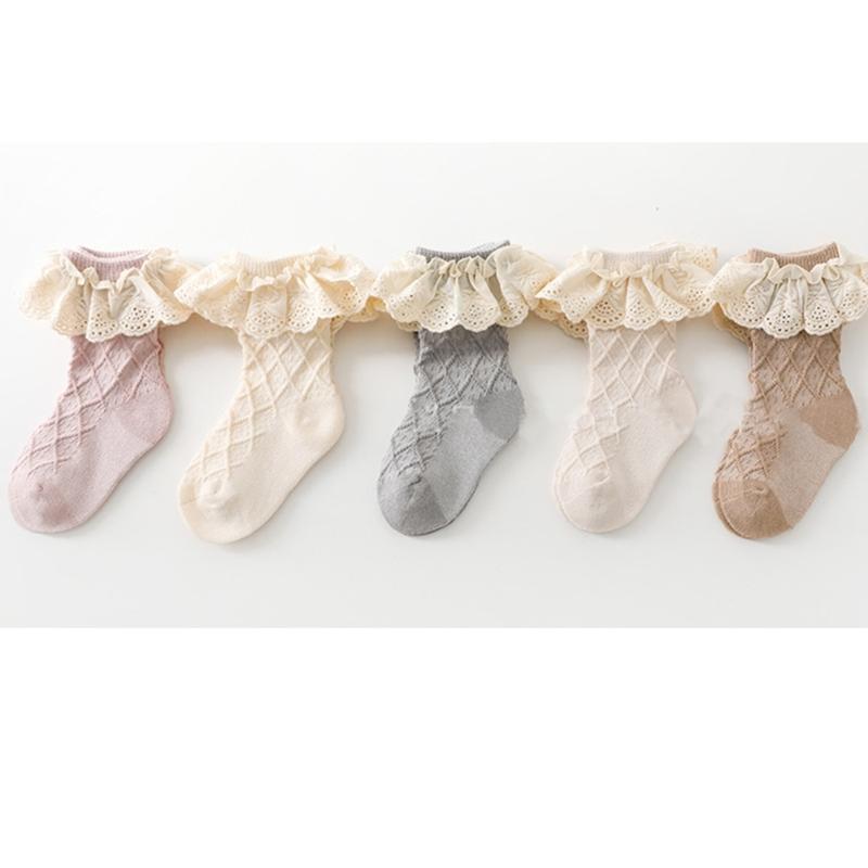 Colorful Baby Girl Sock  Baby Girls Ruffle Socks Kid Toddler Frilly Lace Ruffle Dress Cotton Socks for Spring Autumn