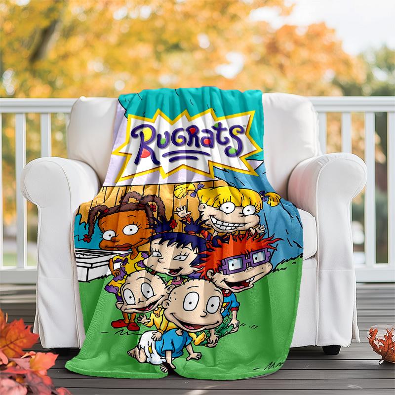 1pc Rugrats In Paris3 Theme Blanket - Digital Print, Polyester, Cozy for All Seasons, Perfect for Outdoor, Camping, and Travel