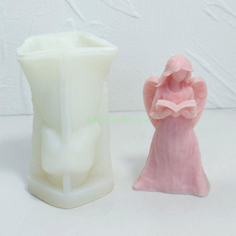 24TE Guardian Holds Book Silicone Mould Little Girl Molds Resin Molds DIY Castings Molds Home Decorations