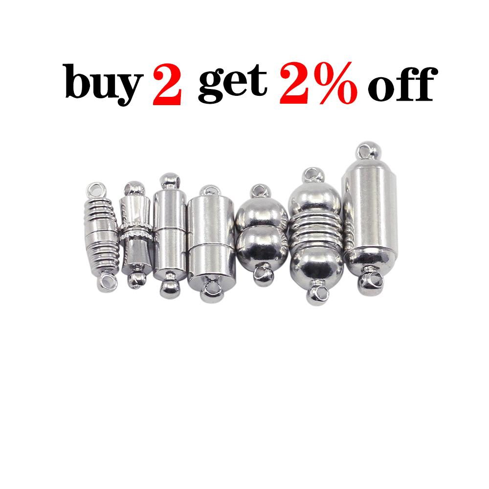 10pcs/lot Rhodium Color Magnetic Clasps Stainless Steel For Leather Bracelets Necklace Connectors Jewelry Findings Making DIY