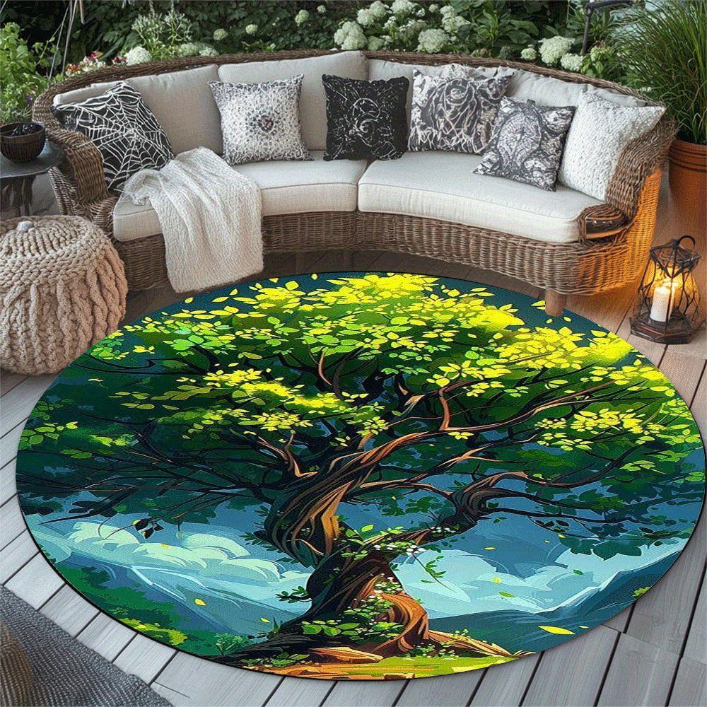 Flannel Printed Magic Tree Rug Forest Landscape Design Nature Art Decor Soft Floor Mat For Living Room Bedroom And Peaceful Home