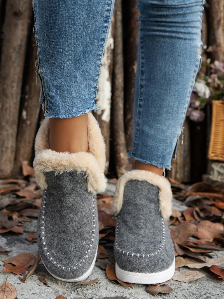 2025 new winter foreign trade women's cotton shoes large size plush thickened burr warm flat cotton shoes