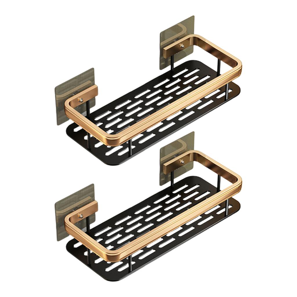 No-Punch Storage Rack,Wall-Mounted Multifunctional Toiletries Organiser for Bathroom,Aluminum Storage Racks for Kitchen Toilet