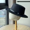 New autumn and winter flat-top woolen hat children's fashionable versatile retro top hat British and European style wide-brimmed jazz hat men