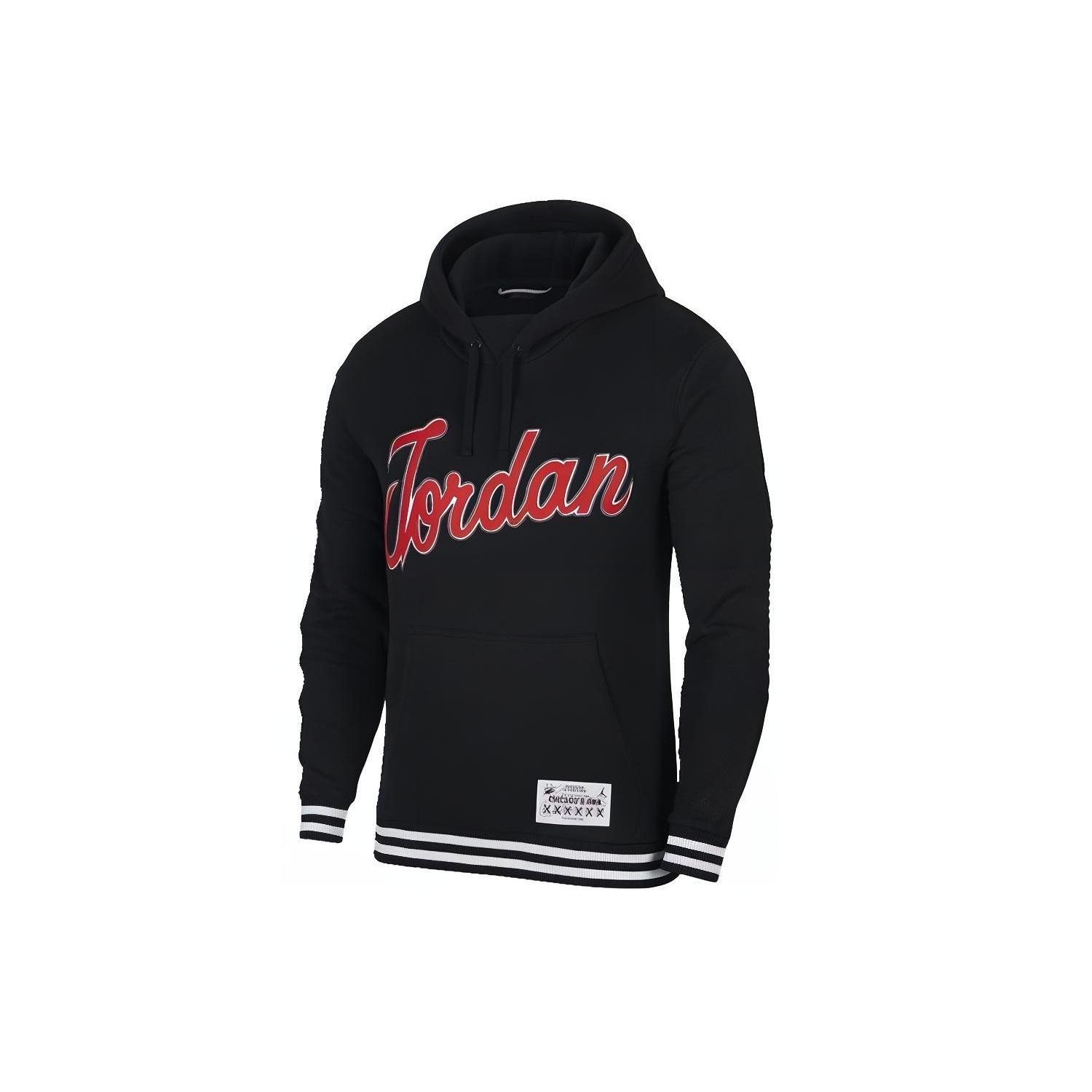Men s Air Jordan Sportswear Large Alphabet Hooded Sports Black BQ5181-010 XS