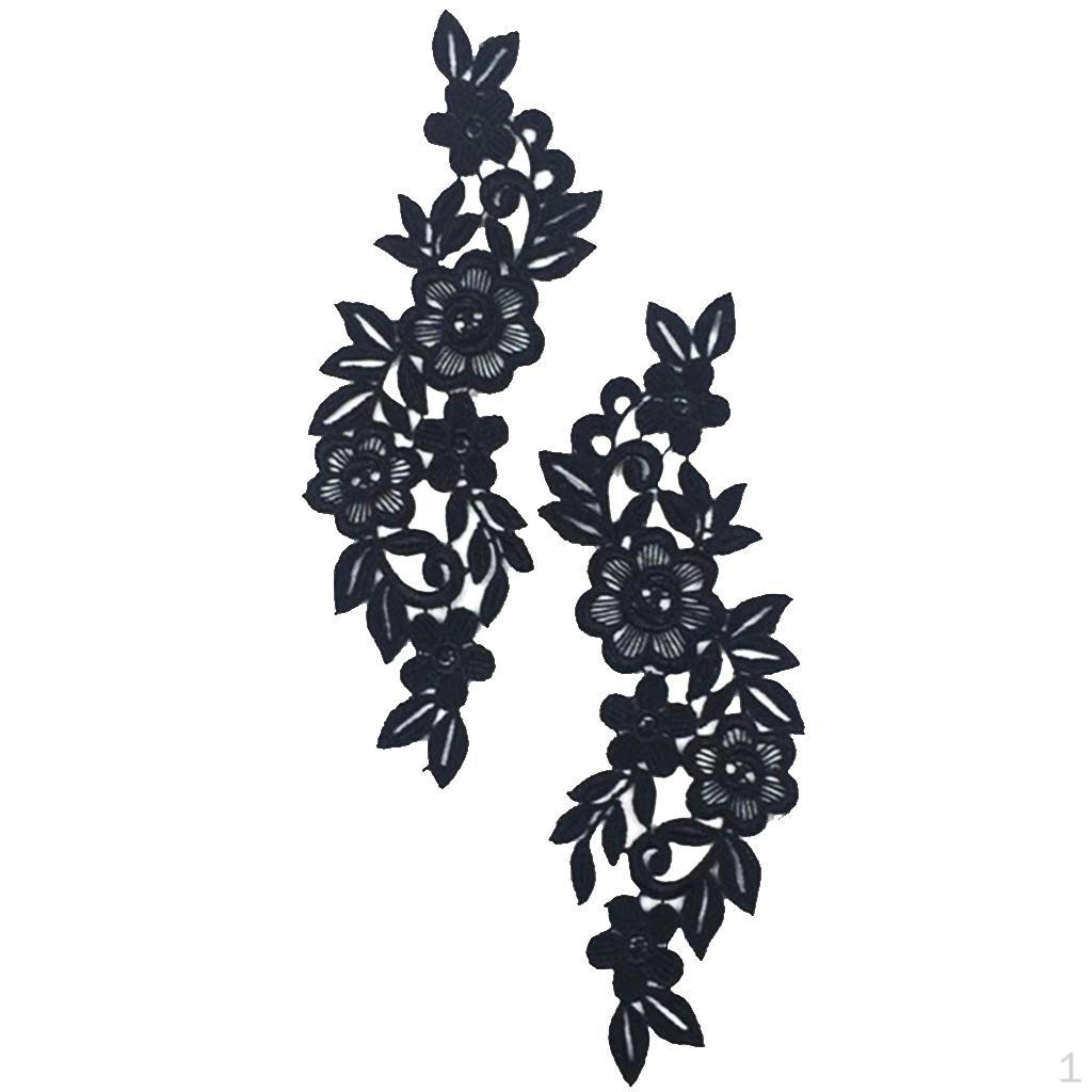1 пара черная аппликация цветочная ткань вышитое кружево пришивная чёрный