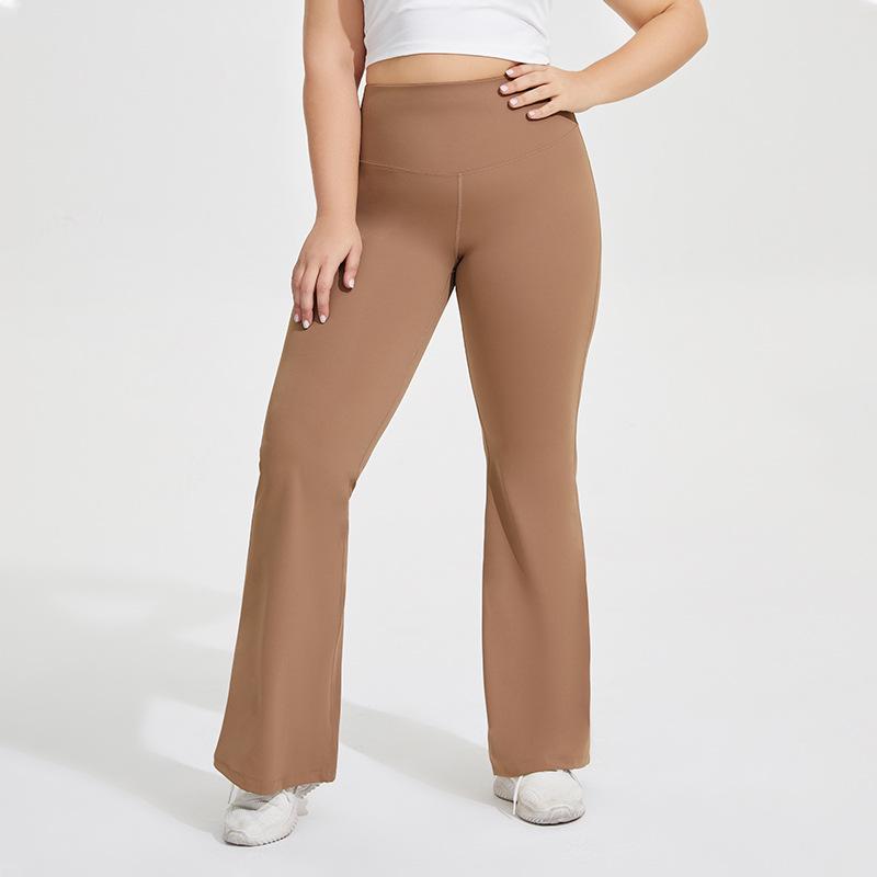 

Plus Size European & American Nude Feel Flared Yoga Pants - Butt Lifting Fitness Color Block Long Pants for Women 4XL (recommended 230-250 jin)
