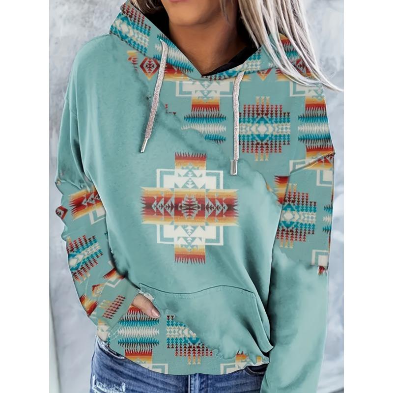 Women's Comfortable Cat Print Hoodie - Casual Long Sleeve Pullover with Kangaroo Pocket, Machine Washable, Polyester Blend