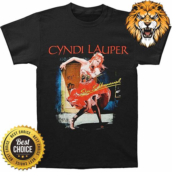 Cyndi Lauper Shes So Unusual Tour Black Shirt Q8475 XL