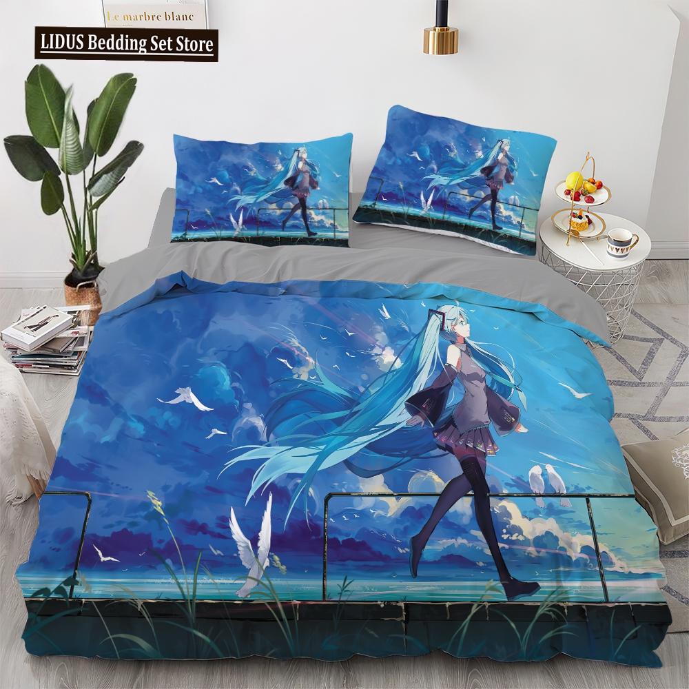 Anime Kawaii Bedding Set Japan Anime Loli Duvet Cover Set Kids Bedroom Cartoon 3D Printed Quilt Cover Bedroom Gift