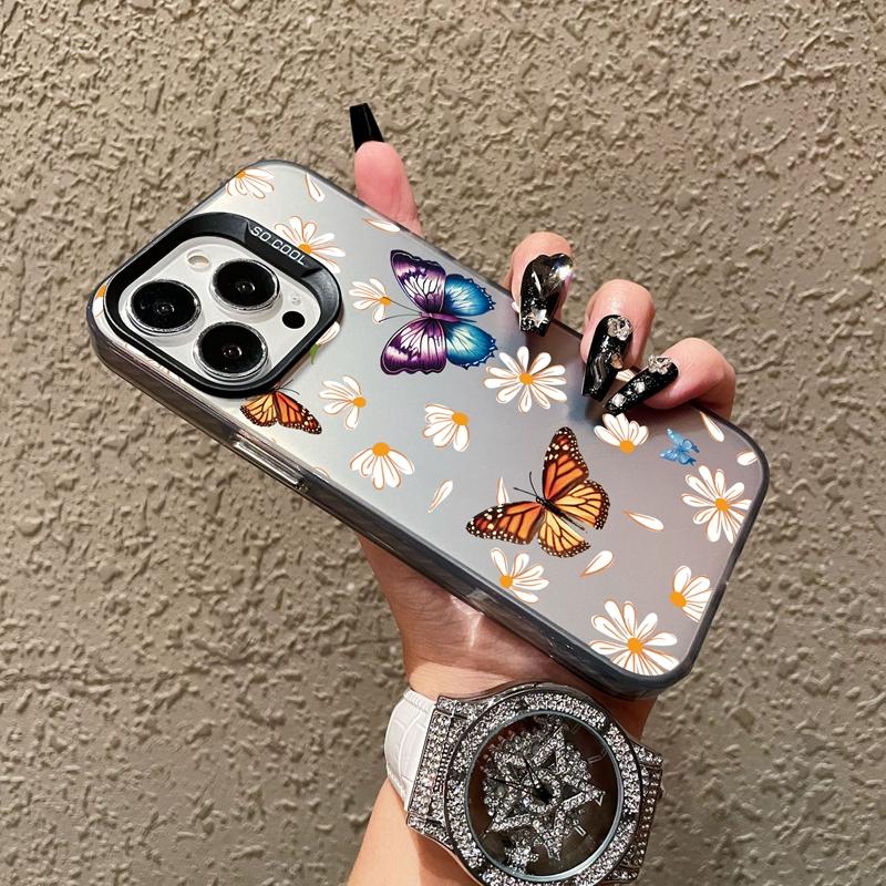 Flower Butterfly Leopard Patterned Cases For iPhone 11 12 13 15 Pro Max Plus Mini Shockproof Bumper Cover For iPhone 14 7 XS X Protective Phone Case