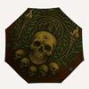 Dark Mystic Skulls: Circular Wall Art DecorUmbrella, Portable 3-Fold Compact Umbrella for Men & Women Gift