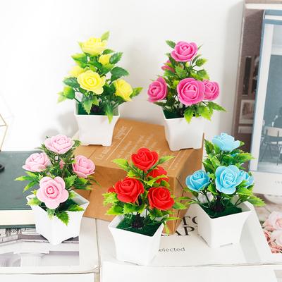 Künstliche Pflanzen Kleiner Bonsai Zuhause Weihnachten Hochzeitsdekoration Kunstblumen Rose Topfpflanze Ornament Büro Garten Schreibtisch Zubehör