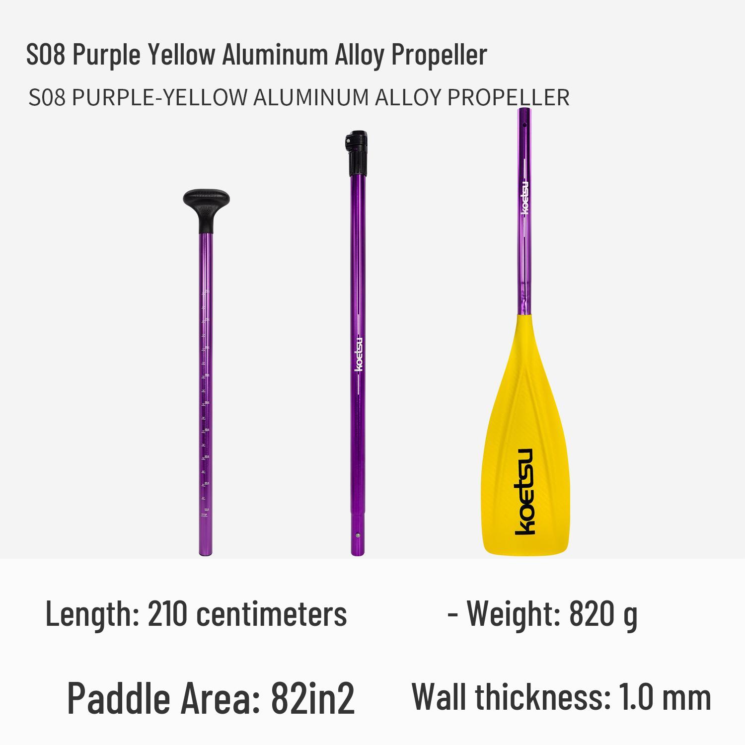 KOETSU S08 Aluminum Alloy Anodized SUP Single-Head Kayak Paddle, Three-Section Paddleboard Accessory