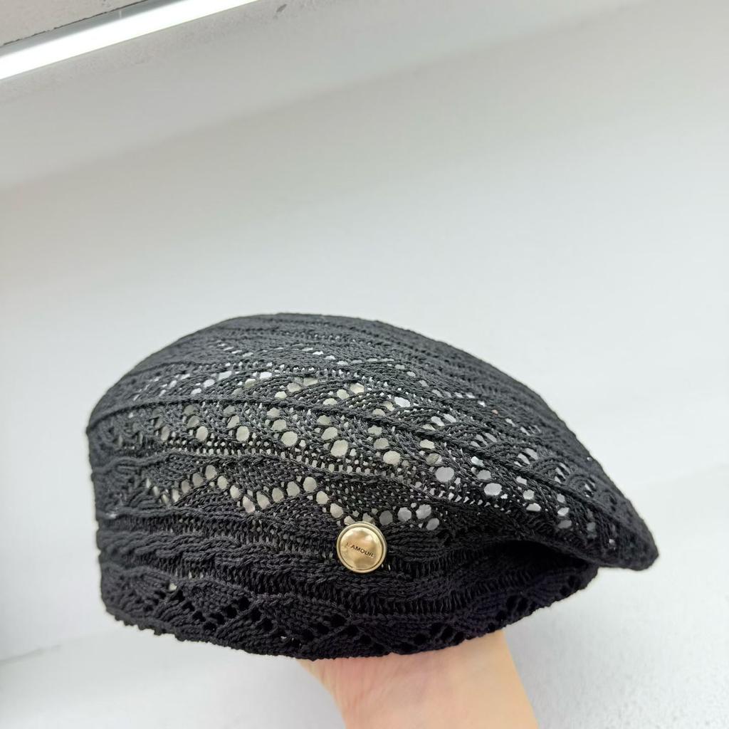 New Korean Style Summer Forward Beret Hat For Women Fashion Logo Outdoor Hollow Casual Best Matched Sunshade Cap Bonnets Gift