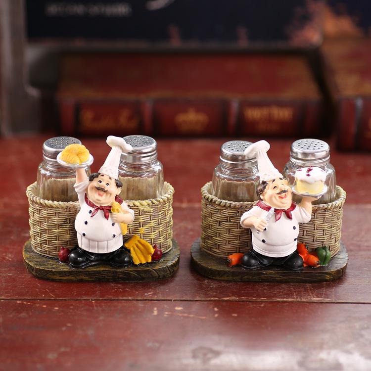 Retro American Country Chef Seasoning Jar - Stylish Home or Cafe Decoration Ornament