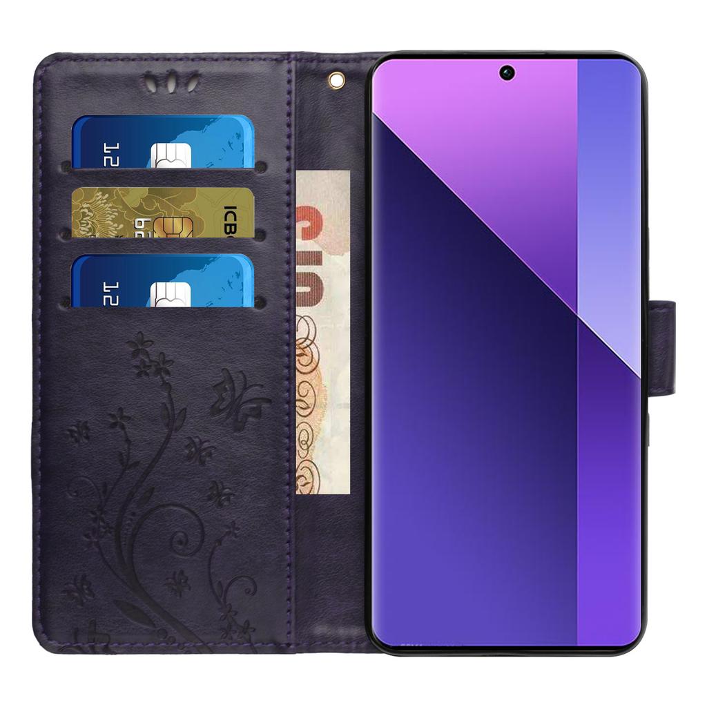 For Motorola Moto G (2026) 5G Leather Wallet Case Butterfly Flower Imprinted Phone Cover with Strap
