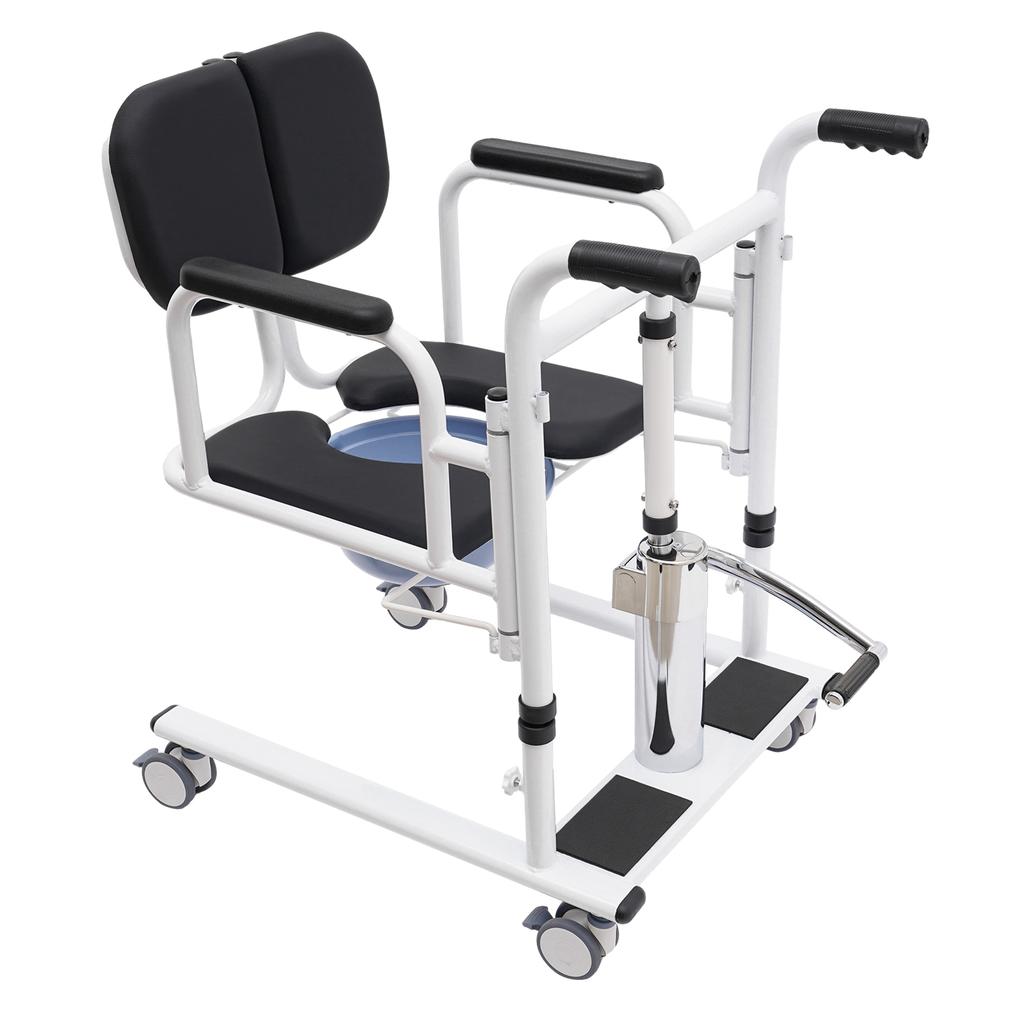 330 Lb Adjustable Height Wheelchair with 180° Split Seat and Commode, Suitable for the Elderly and People with Disabilities