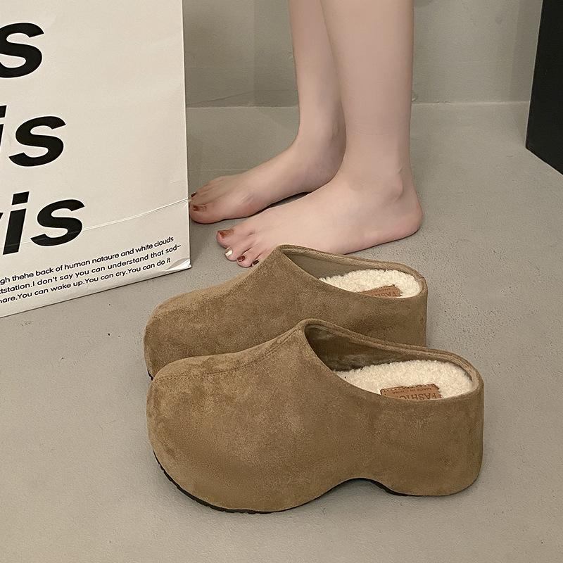 

Европейская версия женских тапочек с толстой подошвой и закрытым носком, осень 2025, новинка, увеличивающие рост, для улицы, маленькие тапочки Boken 40 хаки