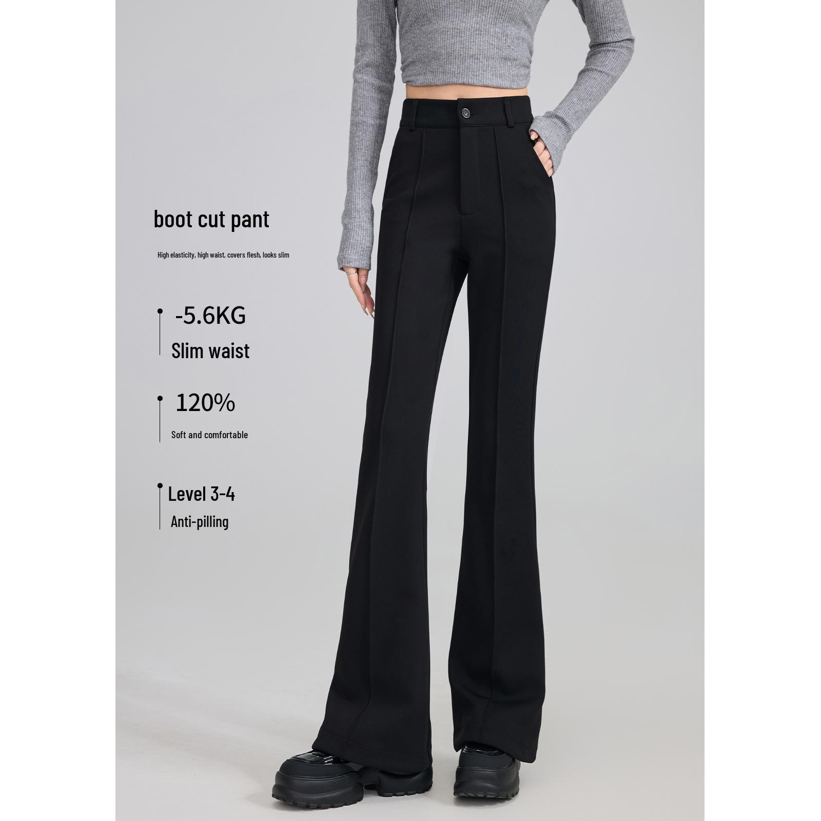 

Women s Plus Size Velvet High-Waist Flare Pants - Slimming & Flattering Black Casual Trousers M (suitable for 99-108 lbs)