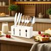 Compartment Plastic Utensil Storage Box - Large, Durable Tableware Organizer for Forks, Knives, Spoons, Napkins Utensil Holder